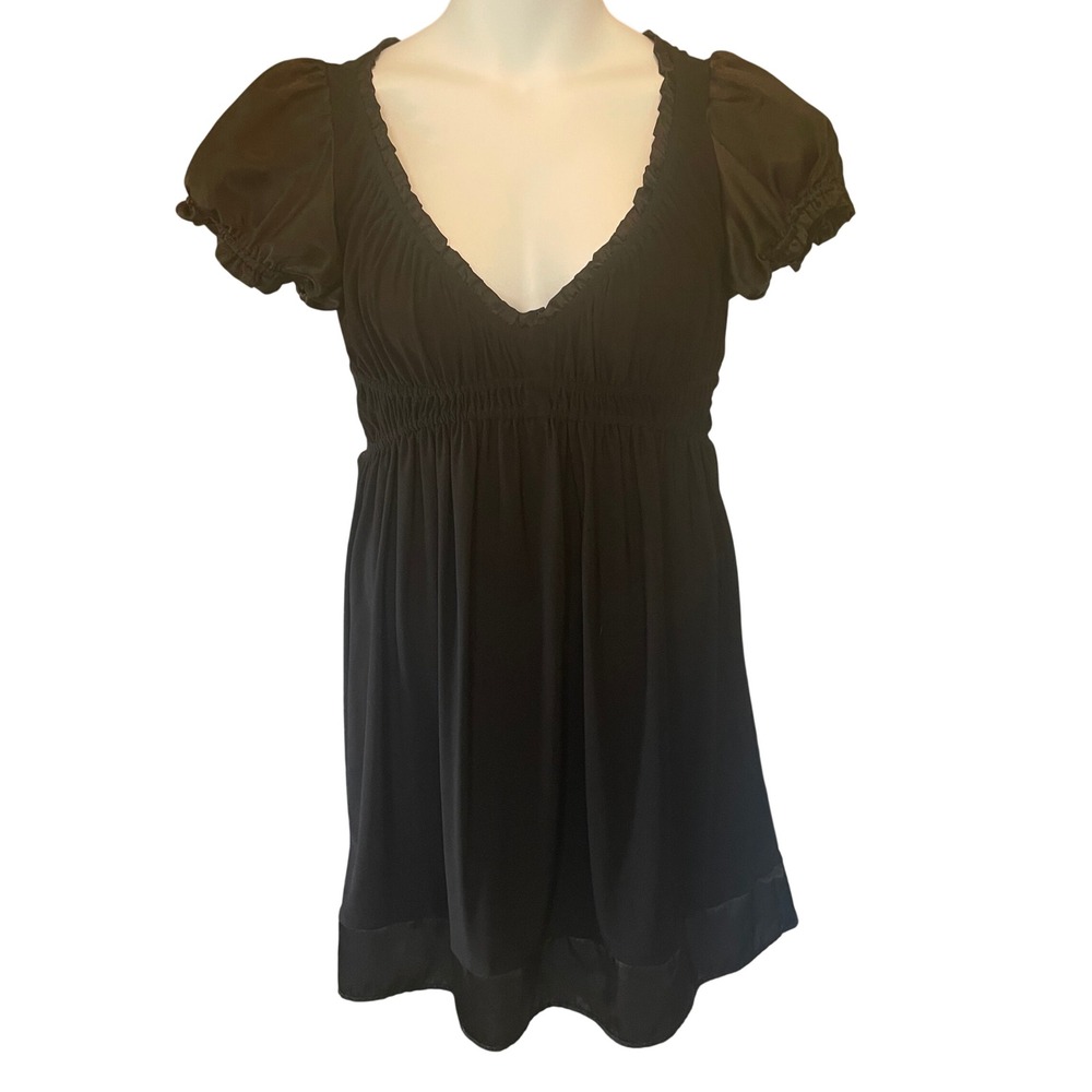 Wishes Wishes Wishes Babydoll Whimsigoth Satin Puff Sleeve Mini Dress‎ Large